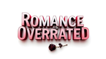 Romance is Overrated Text with Rose, isolated on transparent background