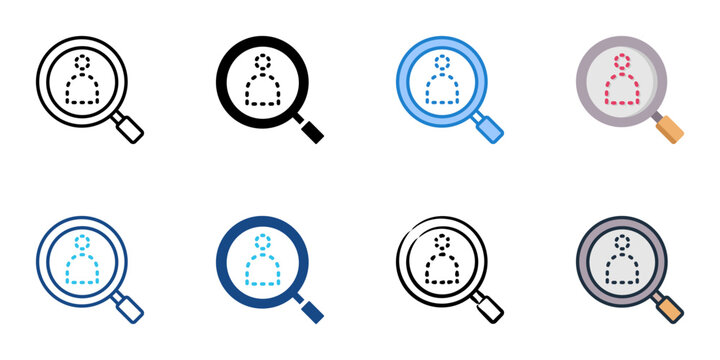 Candidate sourcing icon set multiple style collection 
