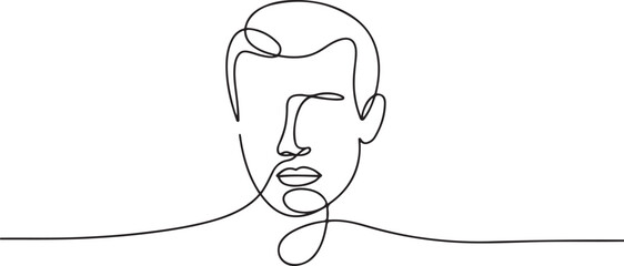 Man face profile continuous one line drawing minimalist style isolated outline illustration. one line Icon drawing with white background