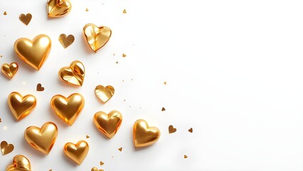 Golden Hearts Scatter, isolated on transparent background
