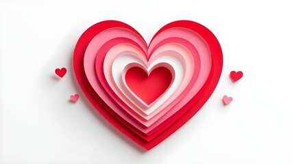 Layered hearts arrangement, isolated on transparent background