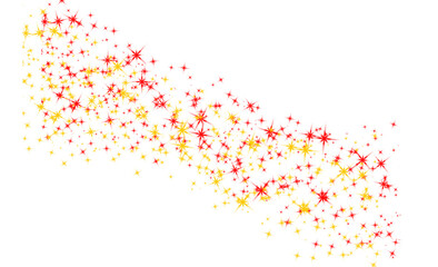 Stars sparkle swirl red and gold star trail on white background png
