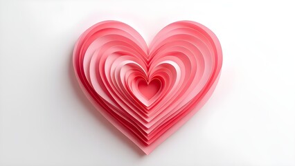 Layered paper hearts, isolated on transparent background
