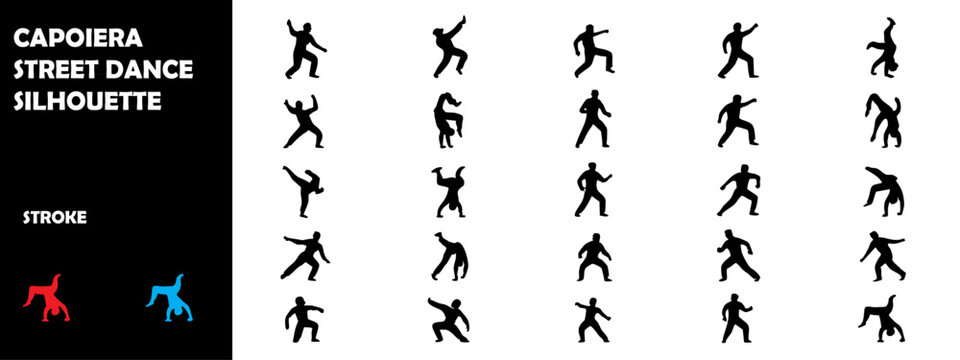 Capoeira Street Dance Silhouette &ndash; Brazilian Martial Art, Cultural Movement Vector