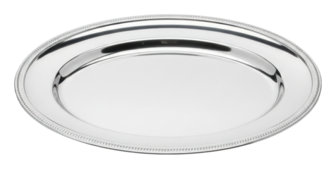 Elegant silver serving tray event table product display isolated on transparent background