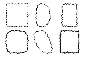 Hand Drawn Wavy Frame Set. Modern Decorative Borders for Summer Invites, Cards & Social Media Templates on White Background