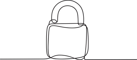 Pad lock Continuous one line drawing illustration, Continuous one line drawing of a padlock. Security concept. one line Icon drawing with white background © MofajjolHossen