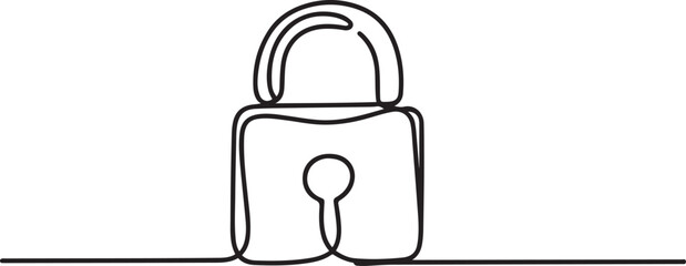 Pad lock Continuous one line drawing illustration, Continuous one line drawing of a padlock. Security concept. one line Icon drawing with white background © MofajjolHossen