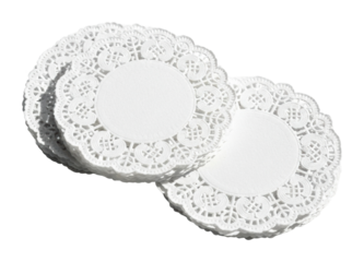 Elegant white lace doilies for table decoration home product isolated on transparent background