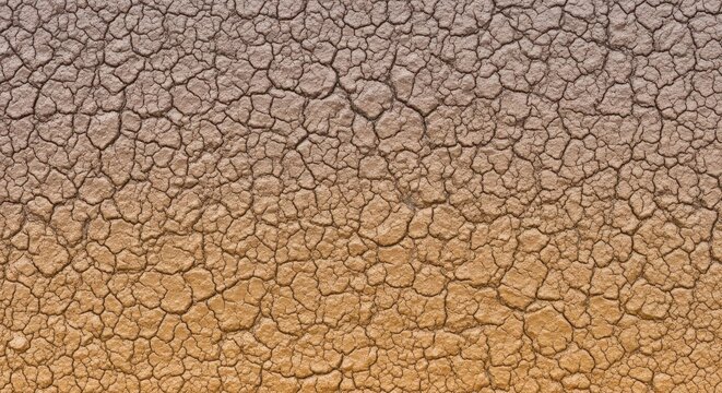 Cracked earth background with a gradient from brown to tan, showing the effects of drought and climate change on the soil texture - Powered by Adobe