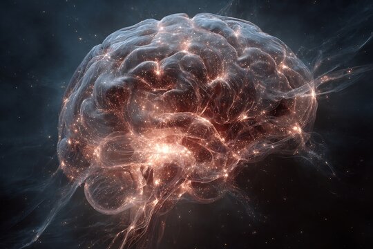 Boltzmann brain paradox lone conscious being forming vast entropy driven universe glowing neural pattern floating in deep cosmos