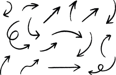Hand-drawn Grunge Sketchy Arrow Vector Shape Line Collection