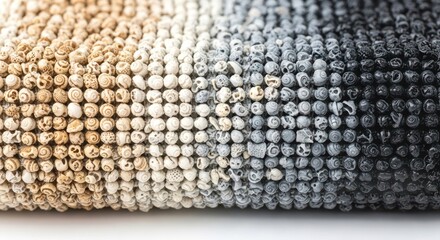 Closeup of a textured rug with gradient color, showcasing the intricate details and soft transitions, creating a cozy and inviting background