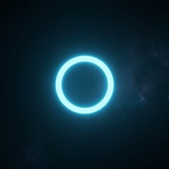 Cyan Neon Ring in Deep Space