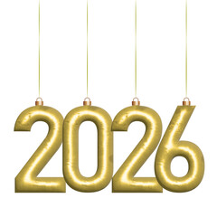 Golden hanging 2026 new year design element
