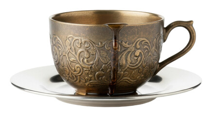 Elegant antique coffee cup display home drinkware isolated on transparent background