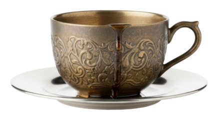 Elegant antique coffee cup display home drinkware isolated on transparent background