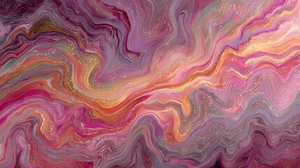 Iridescent pink and gold goo swirl abstract texture with metallic liquid marbled pattern for modern background and luxury creative design