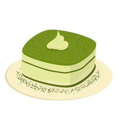 green tea cake. Matcha cake slice