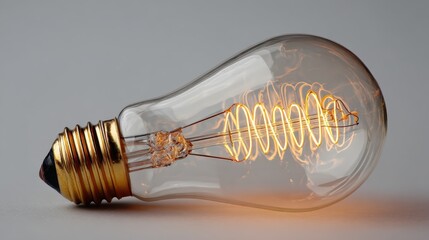 Classic light bulb with glowing filament representing vintage design and energy