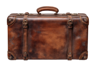 Antique leather suitcase, aged and worn