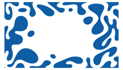 Dynamic blue liquid splashes forming an abstract border frame on a clean white background, suggesting movement and fluid design elements
