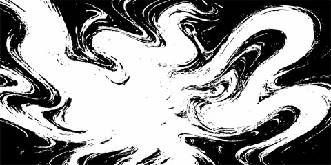 Black and white abstract background pattern with vintage floral swirl and tribal dragon silhouette illustration vector design elements