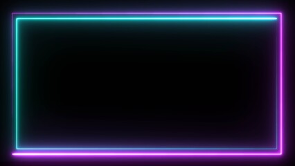 Abstract glowing neon box icon rectangle border frame. Neon rectangle frame icon illustration. A neon rectangle frame icon features on black background.