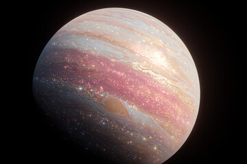 Pink Jupiter with Sparkles in the Clouds