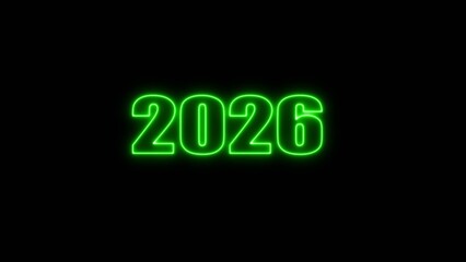 Happy new year 2026 neon text firework happy new year illustration. Neon Design Highlighting the Year 2026.