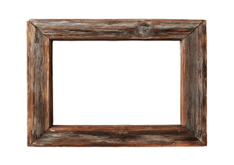 Distressed brown wood frame, weathered, blank inside