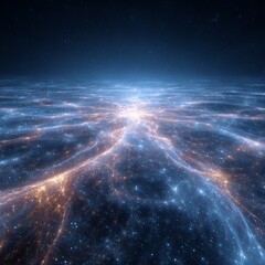 Fototapeta premium Akashic field concept collective memory of cosmos stored as quantum vibrations glowing ethereal grid
