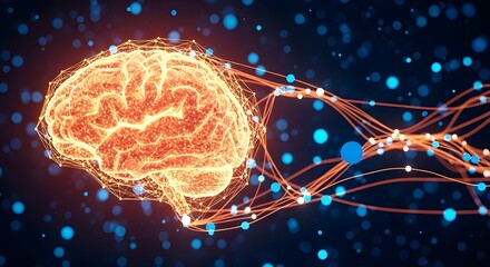 Futuristic digital brain concept representing artificial intelligence, neural network, big data, and technology