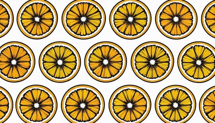 A seamless citrus wheel pattern illustration background arranged in alternating rows