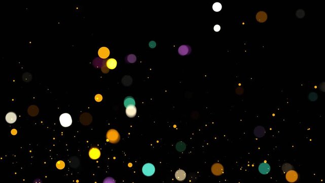 gold dust and star bokeh particles background. fairy dust shimmer particles, perfect for video effects, transitions, festive design, Bokhe Particle Flaying On Dark Background. Particle Floating