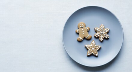 Christmas gingerbread cookies on plate showcase festive holiday sweets, delicious dessert
