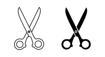 Fototapeta premium Graphic Scissors Outlines Open And Closed On Black
