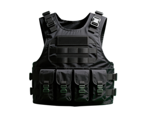 Black Tactical Vest with Pouches and Adjustable Straps