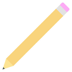 Pencil simple 2d , pencil, yellow pencil, eraser, pink eraser