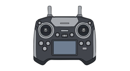 Fototapeta premium Modern Drone Remote Controller Transmitter with Dual Joysticks and Display Icon