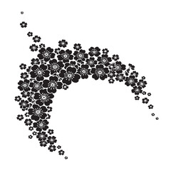  Black Hand drawn flower silhouette arrangement.