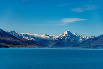 mountain lake and blue sky