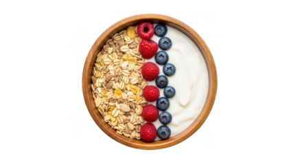 Healthy Breakfast Bowl Muesli Berries Yogurt On Black