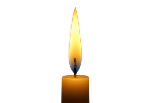 Burning candle with flickering flame providing warmth and light, creating a calm, peaceful, and spiritual atmosphere