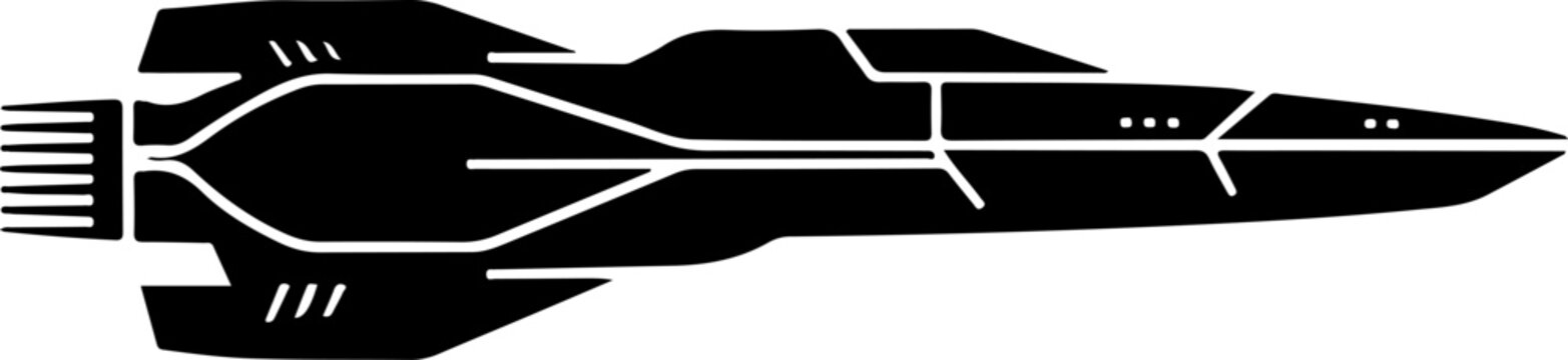 corvette spaceship silhouette vector illustration