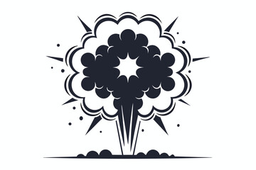 Dark smoky cloud with a white outline creates an erupting effect against a white background © SWORNALY