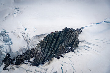 mountain hut on a glacier