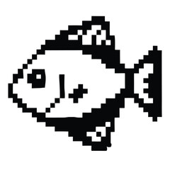 Fototapeta premium Pixelated Fish Graphic, Retro Style Fish Illustration, Aquatic Pixel Design