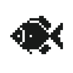 Fototapeta premium Pixelated Fish Icon on White Background Isolated