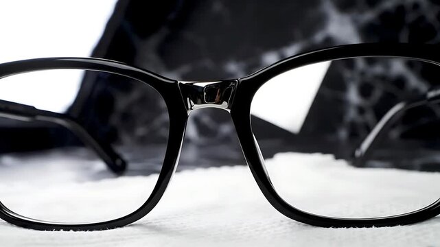 Elegant black framed eyeglasses close up shot showcasing modern design and sophisticated style for professional vision accessories and fashion eyewear